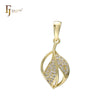 Pingente de ouro 14K com CZs brancas pavimentadas com folhas