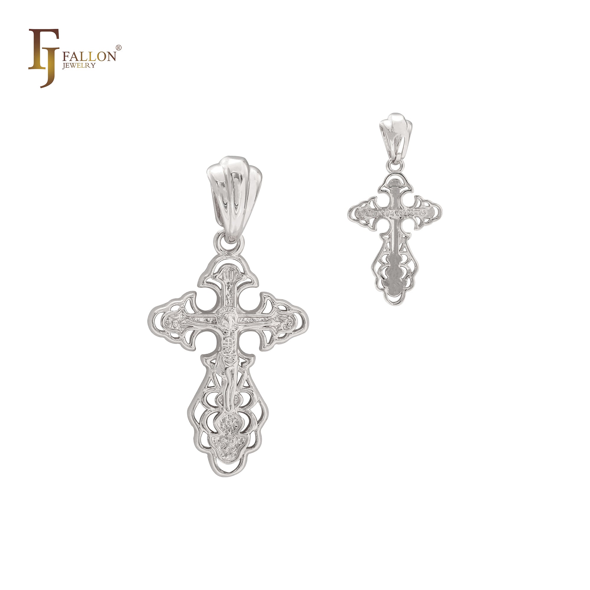 Orthodox Crucifix 14K Gold, Rose Gold, White Gold Cross Pendant