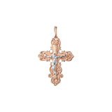 🔥 Eastern Orthodox Russian budded pendant in Rose Gold two tone, 14K Gold plating colors
