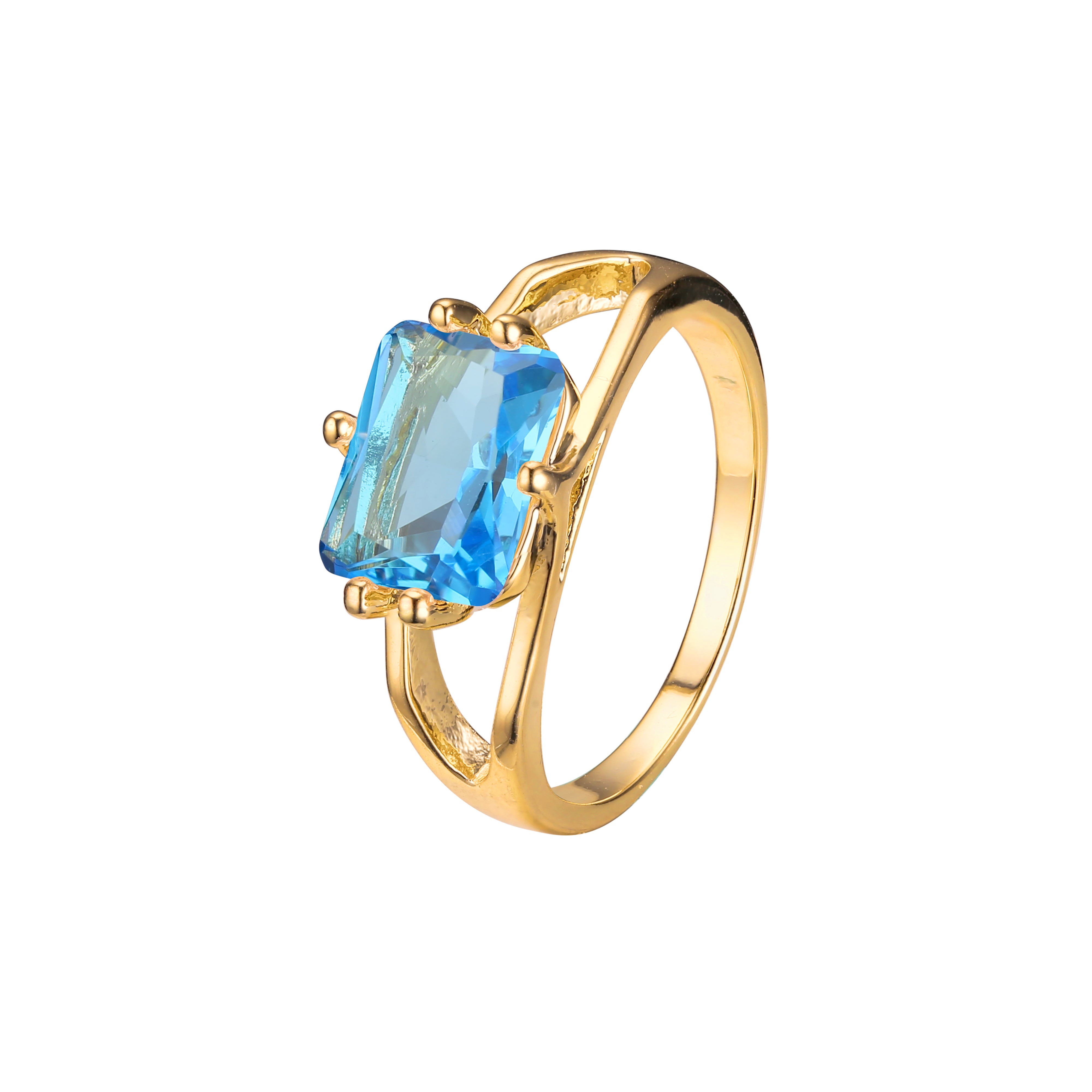 Solitaire emrald cut stone plain design rings in 18K Gold, 14K Gold, Rose Gold plating colors