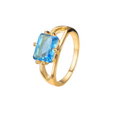 Solitaire emrald cut stone plain design rings in 18K Gold, 14K Gold, Rose Gold plating colors