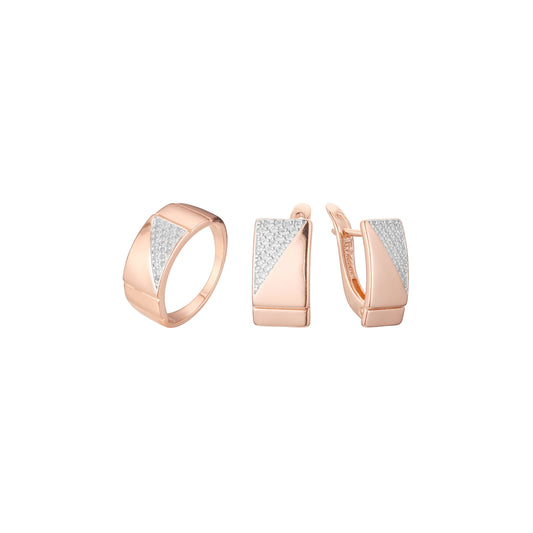 Conjunto de adoquines triangulares de dos tonos de oro rosa