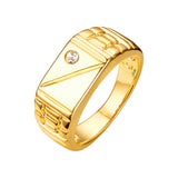 Mesh band slashed signet 14K Gold, Rose Gold Men's rings