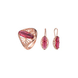Conjunto de pedras ovais grandes solitários Rose Gold