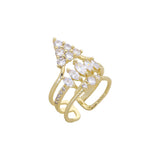 14K 金 Trinity 簇开口戒指，镀玫瑰金颜色
