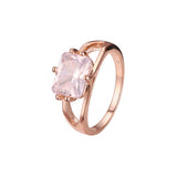 Solitaire emrald cut stone plain design rings in 18K Gold, 14K Gold, Rose Gold plating colors