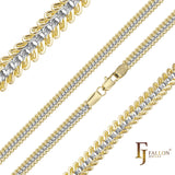 Cadenas de eslabones de triple cable de espina de pescado chapadas en Oro 14K, oro rosa, dos tonos