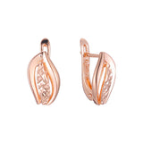 Flamme und Blätter 14K Gold, Roségold, zweifarbige Ohrringe