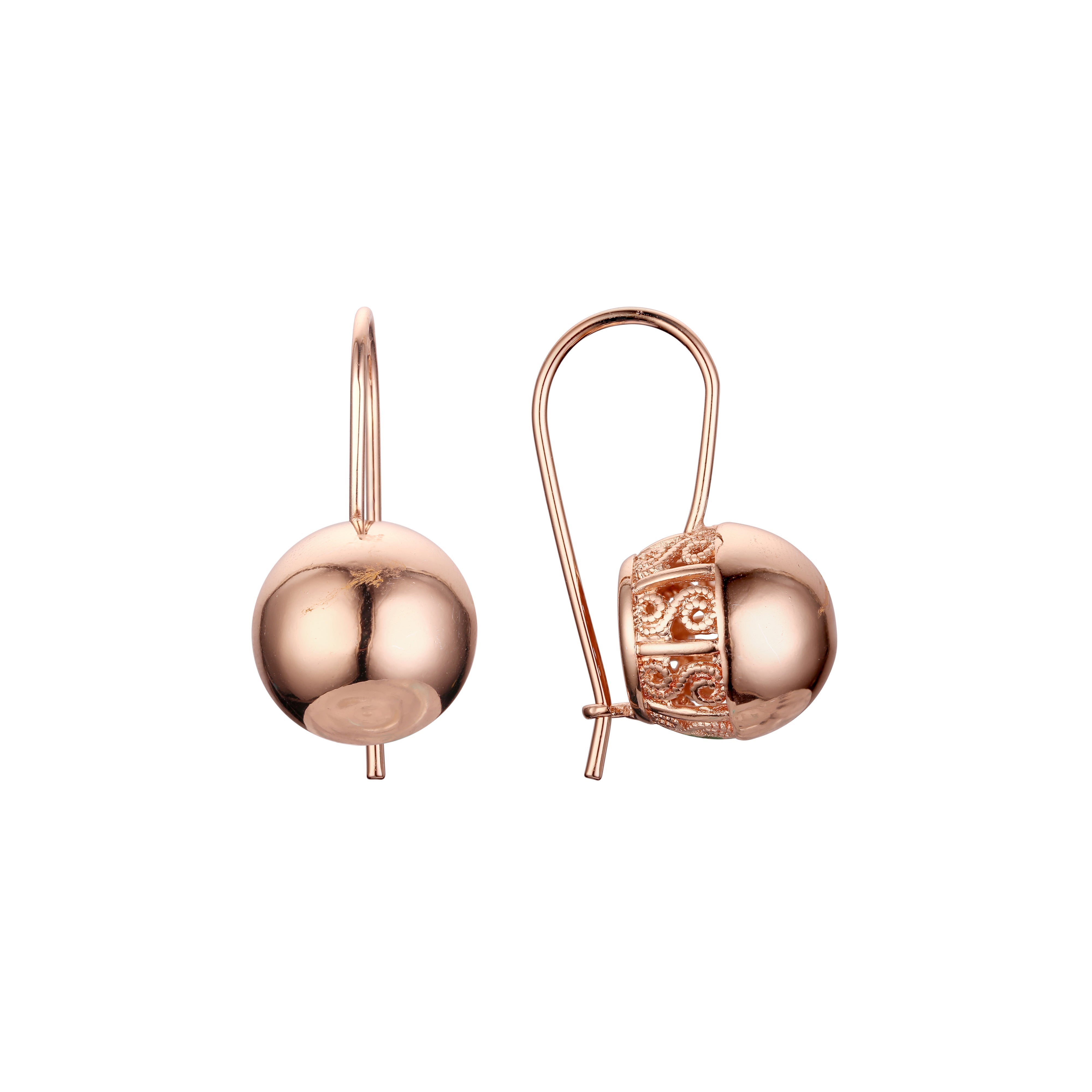 14K ゴールド、18K ゴールド、ローズゴールドメッキ色のビーズ ランタン ワイヤー フック イヤリング