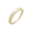 Anillo de oro rosa y oro de 14 quilates con solitario de tensión y circonita blanca.