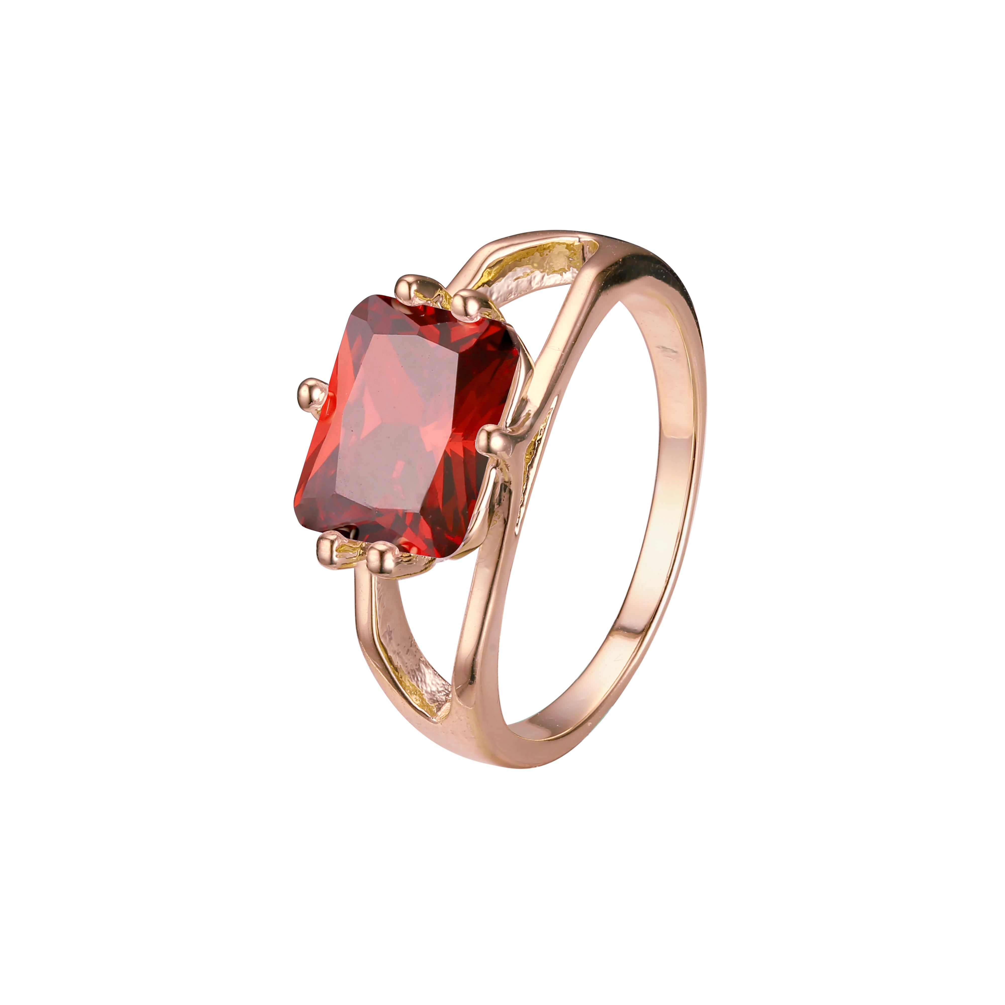 Solitaire emrald cut stone plain design rings in 18K Gold, 14K Gold, Rose Gold plating colors
