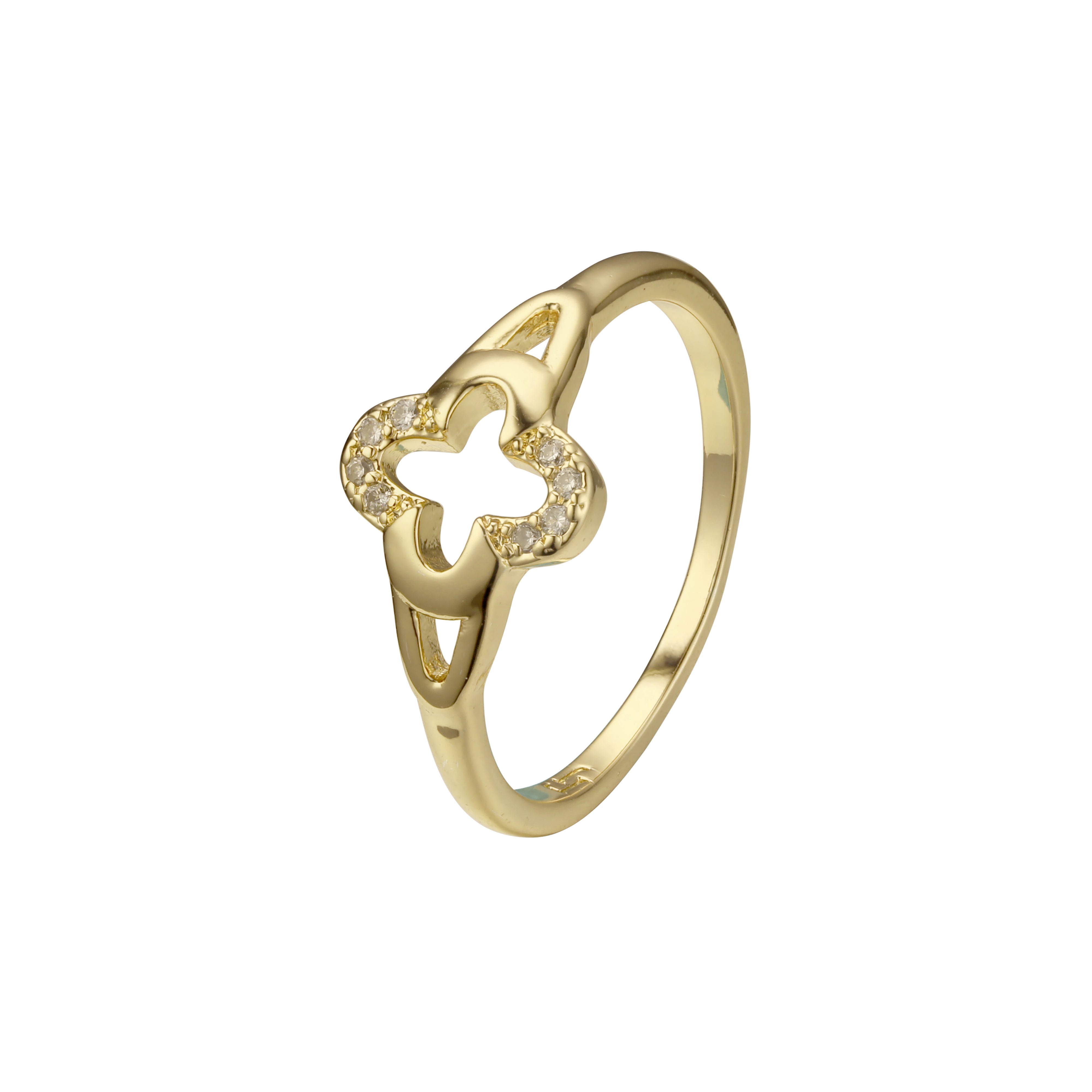 Clover rings in 14K Gold, Rose Gold plating colors