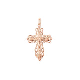 🔥 Eastern Orthodox Russian budded pendant in 14K Gold, Rose Gold two tone & White Gold plating colors