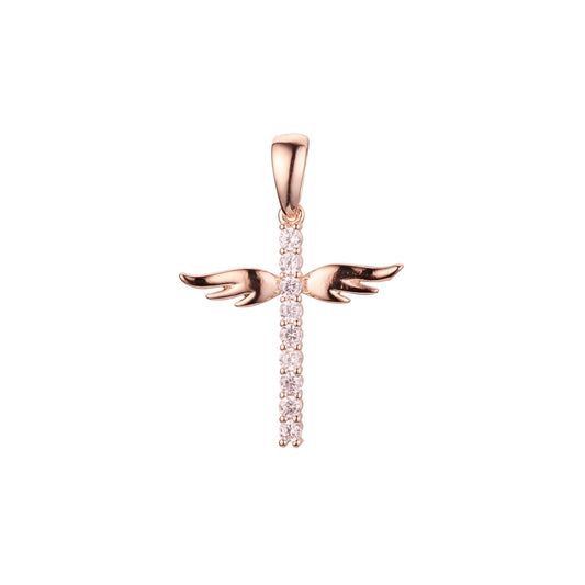 天使の羽ペンダント、14K ゴールド、ローズゴールド、18K ゴールドメッキカラー